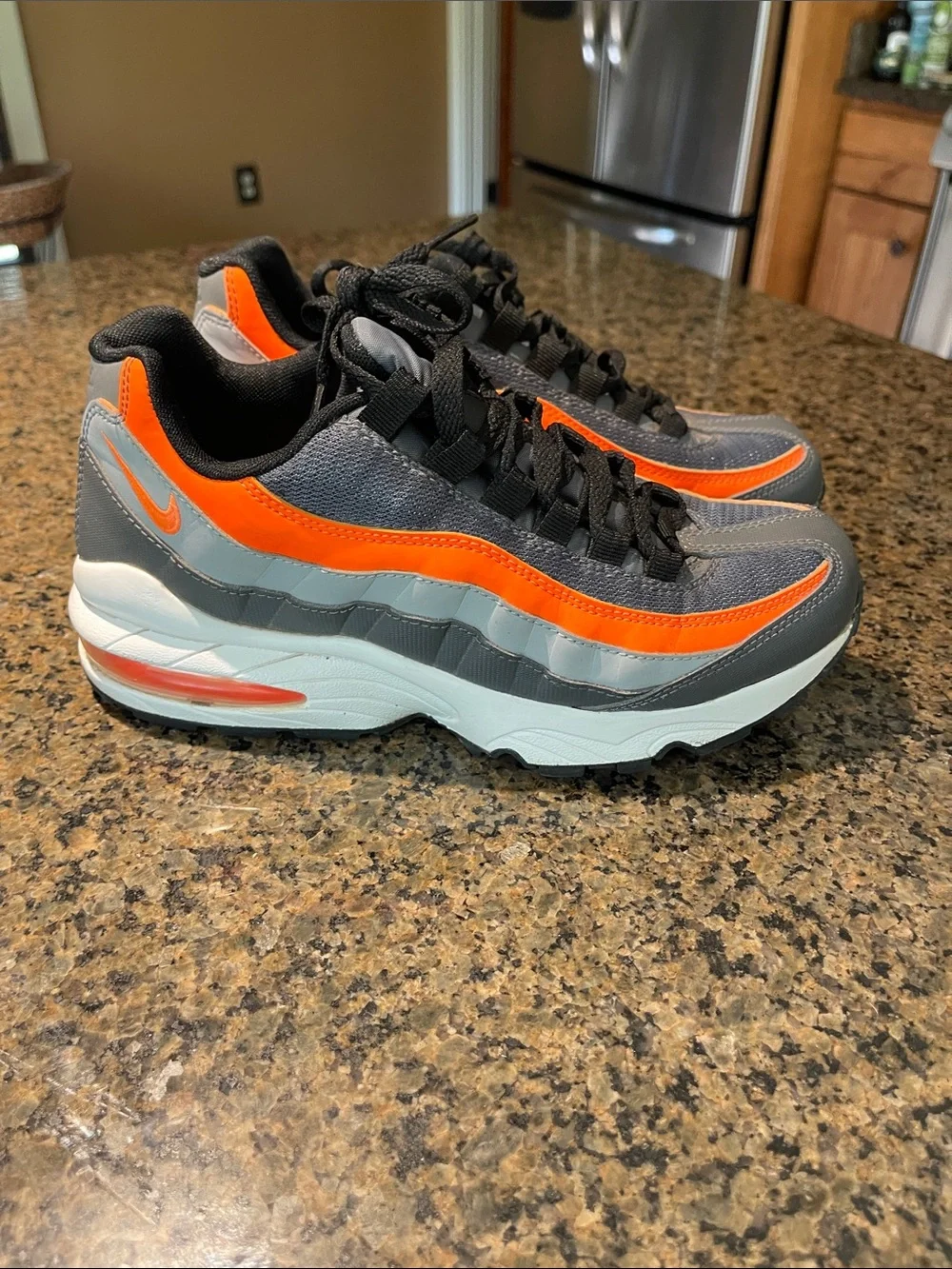 Nike Kids Gray and Orange Low-Top Sneakers